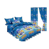 Juego De Sabana Infantil + Cortina Infantil, Cama Sencilla 