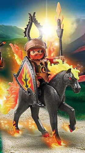 Playmobil 9882 Add On Firehorse Rider Guerreiro Cavalo Fogo