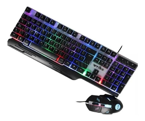 Combo Gamer Teclado Usb Con Ñ + Mouse Óptico Usb Con Luces