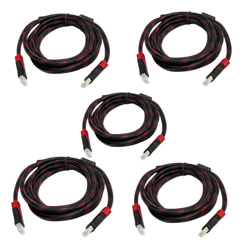 Kit 5pz Cable Hdmi 3 Metros Full Hd 1080p Ps3 Xbox 360 Lap