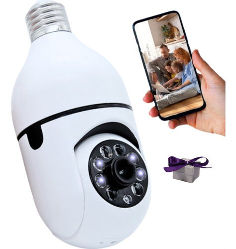 Câmera Ip Lâmpada De Segurança Wifi Espiã Panorâmica 360