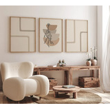 3 Cuadros Decorativos Living Modernos Abstracto Neutral Boho