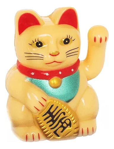 Maneki Neko O Gato Da Sorte Japonês Movido Energia Solar Cor Amarelo