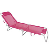 Cadeira Espreguiçadeira Praia Piscina Sol Em Aluminio Rosa