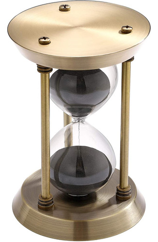 Reloj De Arena Negra Vintage De Laton De 60 Minutos 