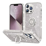 Funda Para iPhone 13 Pro Anillo Brillos Y Glitter Plata