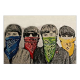 Poster Quadro Em Mdf Banksy Beatles - Bandanas 65x44cm