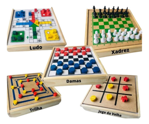 Zaramela Brinquedos Tabuleiro 5 X 1 Jogo Dama Ludo Jogo Da Velha Trilha