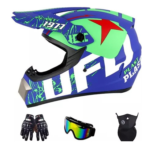 Casco De Moto Con Guantes Lentes Máscarade  Para Todoterreno