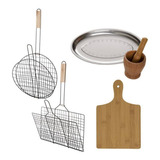 Set Cocina 5 Piezas Tabla + Rejillas + Plato + Mortero