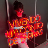 Luminária Letreiro Neon Led Vivendo Um Conto De Farras 85 Cm Cor Vermelho 110v/220v