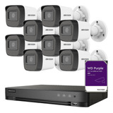 Kit Dvr Hikvision 7208hqhi Acusense + 8 Camaras + Disco 1tb