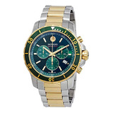 ~? Reloj De Hombre Movado 800 Chronograph Green Dial Two-ton