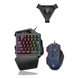 Hxsj J50 De Una Mano 35key Gaming Mouse Teclado Con Adaptado