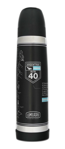 Termo Lumilagro Acero Negro Mate 1 Lts Caja Ruta 40 Pettish