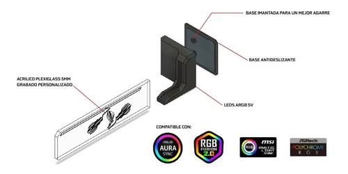 Soporte Para Gpu Vertical Argb (direccionable) 5volts! 3 Pin