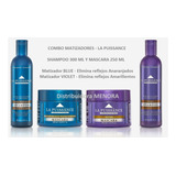 La Puissance Kit Matizador Azul + Violeta Shampoo + Mascara 
