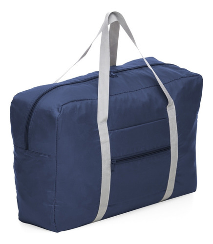 Bolsa De Viagem Mala De Mão Dobrável Sacola Em Nylon Cor Azul-escuro Liso