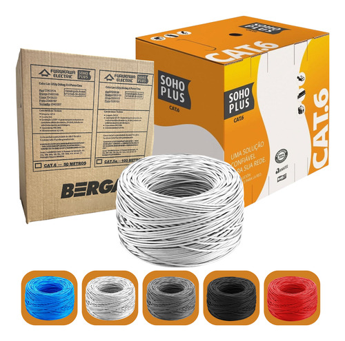 Cabo De Rede Cat6 100 Metros Azul Furukawa Soho Plus