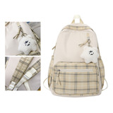 Mochila Campus Para Niñas, Bandolera Plaid Element