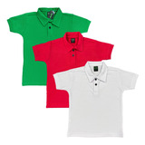 Camisa Polo Kit 3 Peças 1 Ao 16 Masculina Infantil Criança