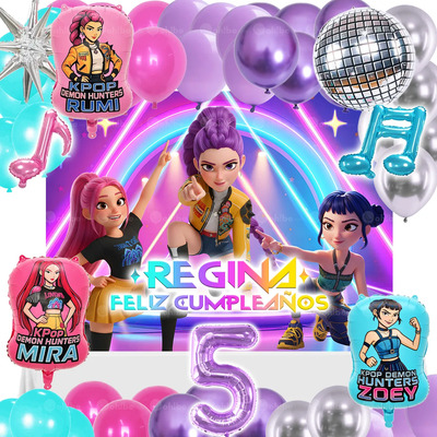 Kit Decoración Fiesta Guerreras Kpop Globos Cumpleaños Kpop! | Envío gratis