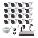 Hilook Kit De Camaras De Seguridad Video Vigilancia Modelo Kit16bp-plus-b 16 Cámaras Cctv Bala 1mp 720p Vision Nocturna Compatible Con App Hik-connect
