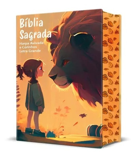 Bíblia Sagrada Infantil Rc Letra Grande Com Harpa Avivada E Corinhos Capa Dura Pequena Leão Criança