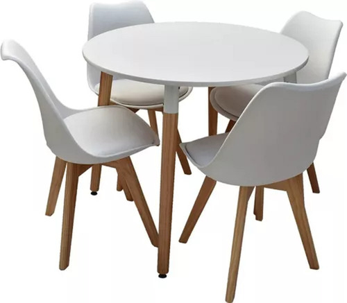 Juego De Mesa Eames 90x90 + 4 Sillas Tulip Baires4