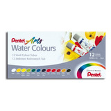 Aquarela Water Colours 12 Cores Pentel Arts Tinta Desenho