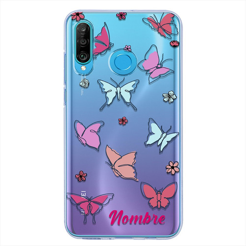 Funda Para Huawei Mariposas Personalizada Nombre