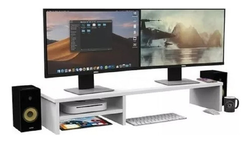 Suporte Dois Monitores Mesa Elevado Setup Gamer Computador