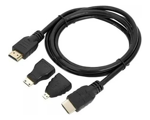 Cable Hdmi A Hdmi + Micro Hdmi + Mini Hdmi 3 En 1 Full Hd