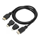 Cable Hdmi A Hdmi + Micro Hdmi + Mini Hdmi 3 En 1 Full Hd