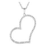 Collar Corazón Con Diamante 0,25 Ct En Oro Blanco 18k