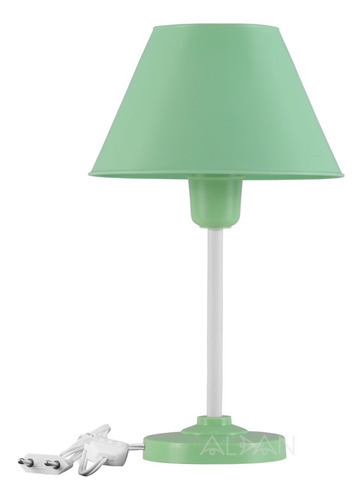 Abajur Infantil Criado Mudo Cabeceira Cômoda Quarto Bebê Criança - Verde Liso Cor Da Cúpula Cúpula Verde-claro Cor Da Estrutura Branco