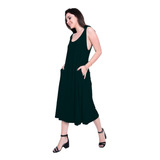 Vestido Largo Modal Amplio Mujer Elastizado Grande Bolsillo