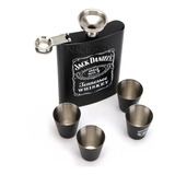 Licorera Whizkera Acero Inox 9oz Jack Daniels+4 Copas+embudo