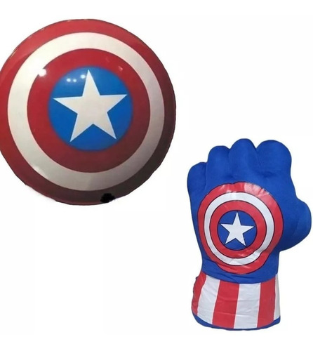 Escudo 33cm Capitán América + Puño Guante Avengers