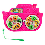 Juego De Pesca Iman Juguete Giratorio Infantil Barco Fucsia