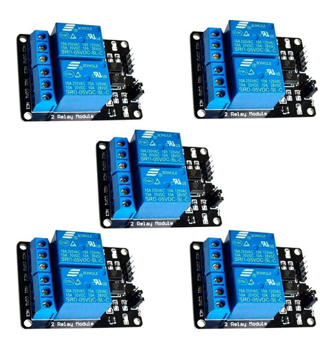 5 Piezas Modulo Relevadores Relay 2 Canales 5v Rele Arduino