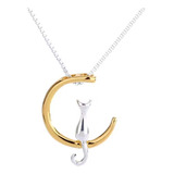 Collar Moon And Cat Dorado Plateado Acero Inoxidable M S