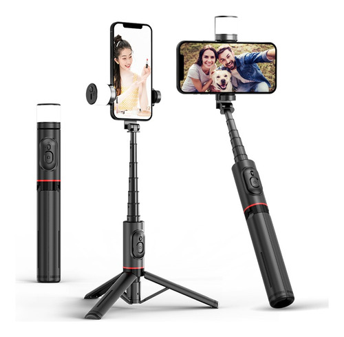 Selfies Stick Con Trípode Bluetooth Control Remoto Led