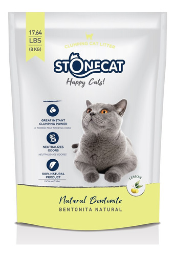 Piedras Aglutinantes Stone Cat Limón 8kg Universal Pets