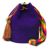 Mochila Wayuu Unicolor Morado Grande Original