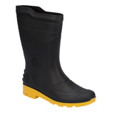 Bota Galocha Grendene Motoqueiro Chuva Pvc C/ Solado Amarelo