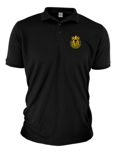 Jersey Liguilla Futbol Playera Negra Cuello Polo Logo Dorado