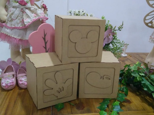 Kit Festa Provençal Mdf Crú Cubo Mickey Aniversário