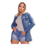 Jaqueta Maxi Jeans Revanche Feminina Azul Claro