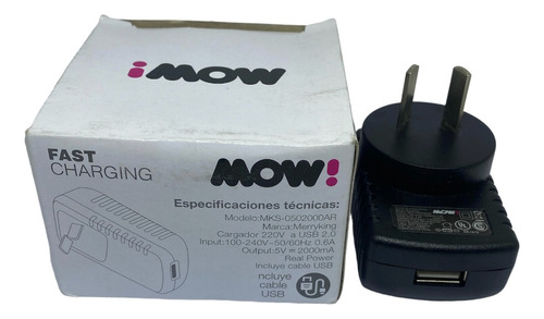 Fuente Cargador 5v 2a Usb Trafo 2000ma Certificada Mow! 